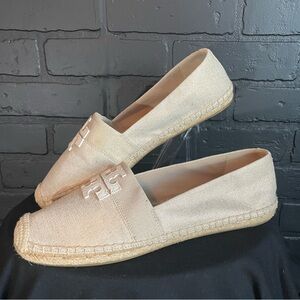 Tory Burch Weston espadrille flat. Natural Tan/Cream. Women’s size 11.